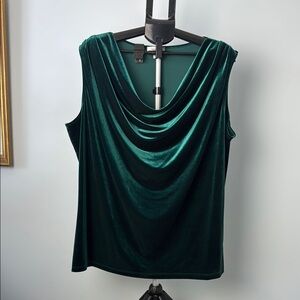 dressbarn Deep Green Velvet Drape Blouse